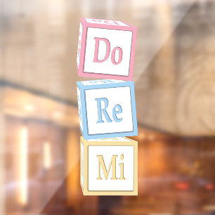 Autocollant Pour Fenêtre "Do Re Mi" Solfege Stacked Baby Blocks Kids Music