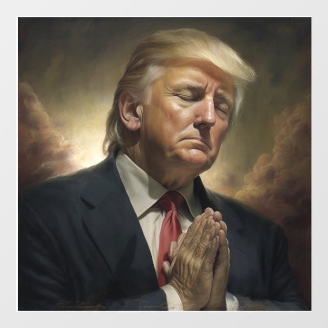 Autocollant Pour Fenêtre Donald Trump Prie Pour L'Amérique (Feuille)