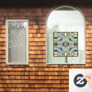 Autocollant Pour Fenêtre Dragonfly colorée Art nouveau Faux Verre tendu