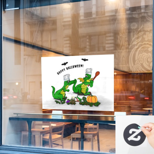 Autocollant Pour Fenêtre Dragons - Joyeux Halloween ! Aujourd'hui je vais c (Fenêtre de café)