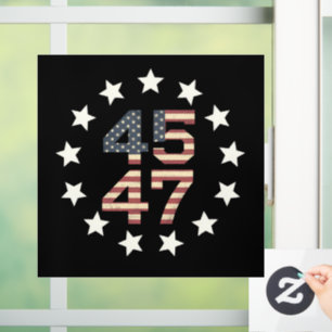 Autocollant Pour Fenêtre Drapeau américain vintage Trump 45 47 étoiles USA