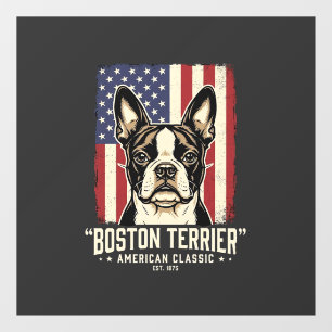 Autocollant Pour Fenêtre Drapeau Classique Américain Boston Terrier