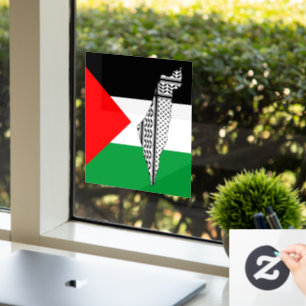 Autocollant Pour Fenêtre Drapeau palestinien et carte avec Motif Keffiyeg