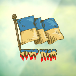 Autocollant Pour Fenêtre drapeau ukrainien : Arrêtez la guerre