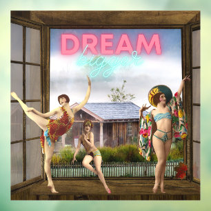 Autocollant Pour Fenêtre Dream Bigger Altered Art Danseurs Vintages