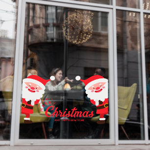 Autocollant Pour Fenêtre Drôle Père Noël Joyeux Noël Petite Entreprise Vaca