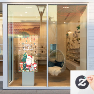 Autocollant Pour Fenêtre Drôle Père Noël, Snowman, Reindeer Joyeux Noël