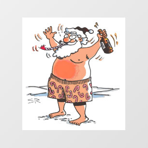 Autocollant Pour Fenêtre Drunk Père Noël fenêtre serrant le bâton arrière