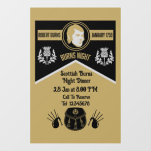 Autocollant Pour Fenêtre écossais Burns Invitation dîner de nuit