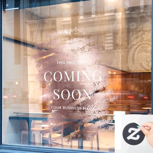 Autocollant Pour Fenêtre Editable Stylish Bronze Business Coming Soon  (Fenêtre de café)