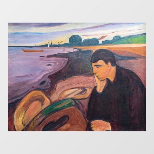 Autocollant Pour Fenêtre Edvard Munch - Melancholy 1894 (Feuille)
