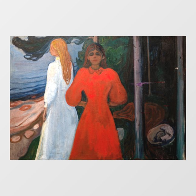 Autocollant Pour Fenêtre Edvard Munch - Rouge et Blanc (Feuille)