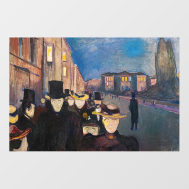 Autocollant Pour Fenêtre Edvard Munch - Soirée sur Karl Johan Street (Feuille)
