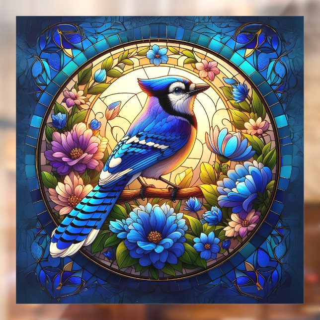 Autocollant Pour Fenêtre Élégant Bleu Jay Vitrage Vitrage Clouissage (Feuille 2)