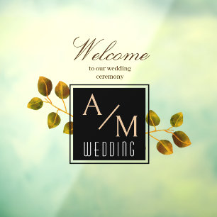 Autocollant Pour Fenêtre Élégant Chic Monogramme Blanc