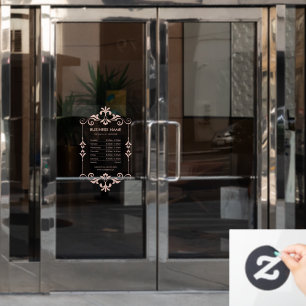 Autocollant Pour Fenêtre Élégant de l'entreprise Heures d'ouverture Rose fe
