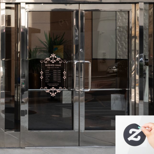 Autocollant Pour Fenêtre Élégant de l'entreprise Heures d'ouverture Rose fe (Porte de bureau)