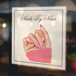 Autocollant Pour Fenêtre Elégant Hot Pink Nail Professional Salon