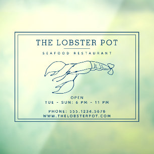 Autocollant Pour Fenêtre Elégant Indigo Blue Lobster / Restaurant de fruit