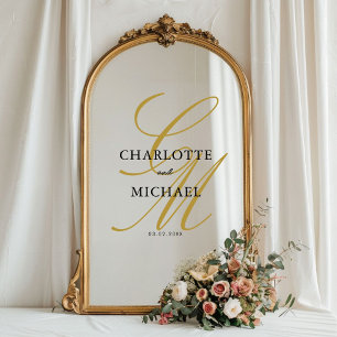 Autocollant Pour Fenêtre Élégant, monogramme, mariage,