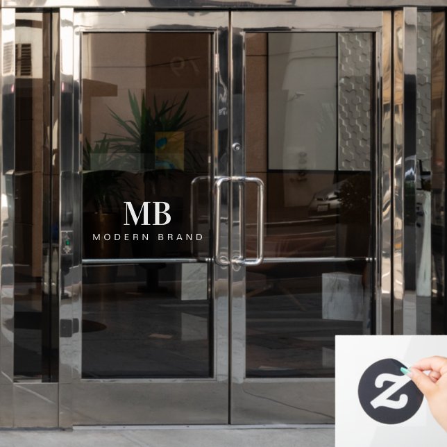 Autocollant Pour Fenêtre Élégant Monogramme professionnel moderne minimal (Porte de bureau)
