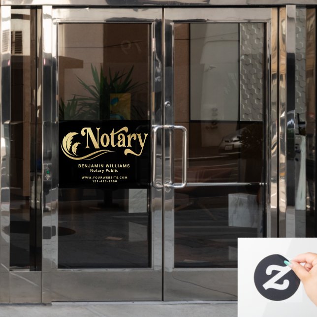 Autocollant Pour Fenêtre Élégant Noir & Or Notaire Public (Porte de bureau)