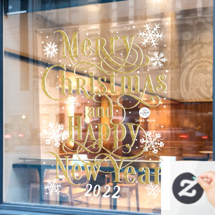 Autocollant Pour Fenêtre Elégant or Joyeux Noël et Bonne Année