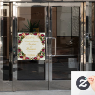 Autocollant Pour Fenêtre Élégant Rose Floral Mariage islamique