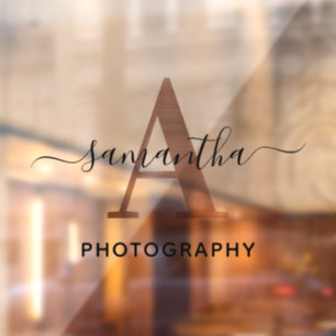 Autocollant Pour Fenêtre Élégant Signature Rose Gold A Monogram Logo
