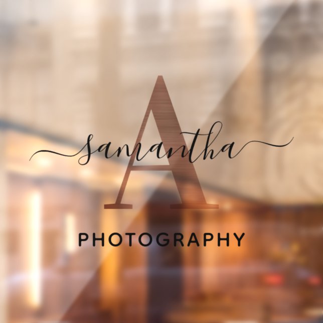Autocollant Pour Fenêtre Élégant Signature Rose Gold A Monogram Logo (Feuille 2)