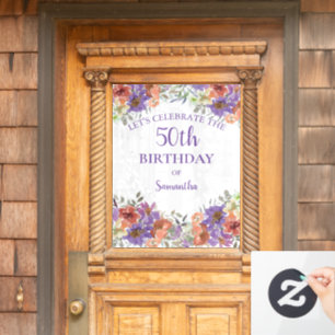 Autocollant Pour Fenêtre Elégante aquarelle 50e anniversaire Floral
