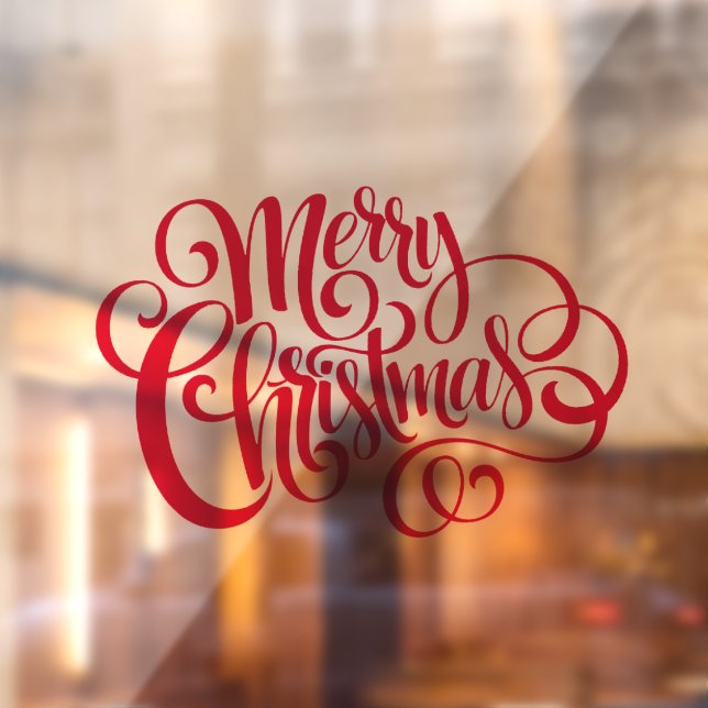 Autocollant Pour Fenêtre Élégante typographie de script rouge Joyeux Noël (Feuille 2)