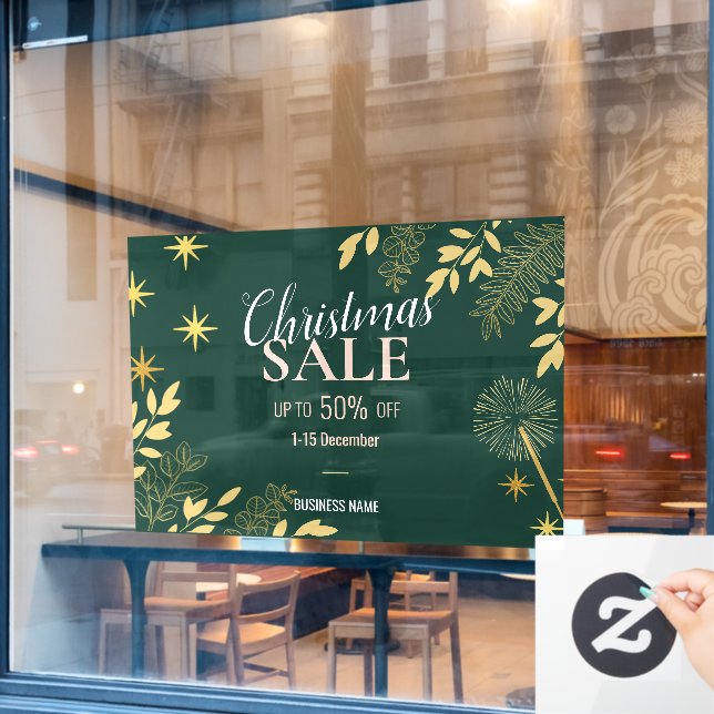 Autocollant Pour Fenêtre Émeraude Vente de Noël Entreprise Promotion (Fenêtre de café)