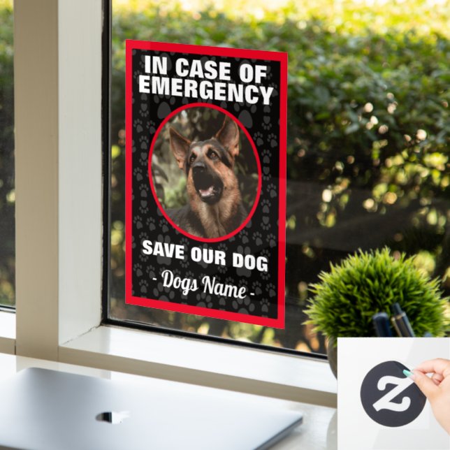 Autocollant Pour Fenêtre En Coque D'Urgence Sauvez Le Chien Berger Allemand (Bureau)