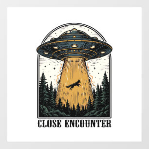 Autocollant Pour Fenêtre Enlèvement de forêt extraterrestre Gravure vintage
