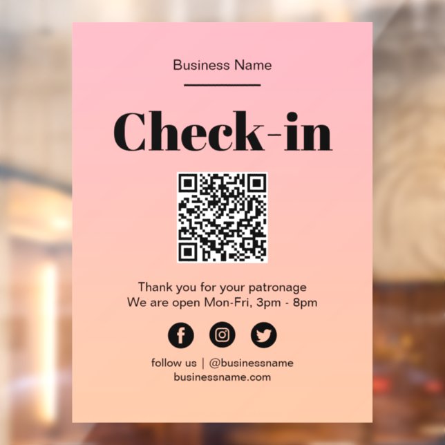 Autocollant Pour Fenêtre Enregistrement de code QR Pink Ombre Business Covi (Feuille 2)