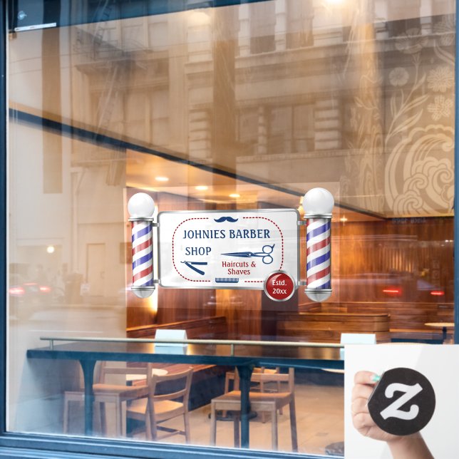 Autocollant Pour Fenêtre Enseigne de barbier personnalisée Entreprise de sa (Fenêtre de café)