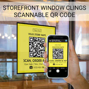 Autocollant Pour Fenêtre Enseigne de magasin Code QR scannable Scanner, C