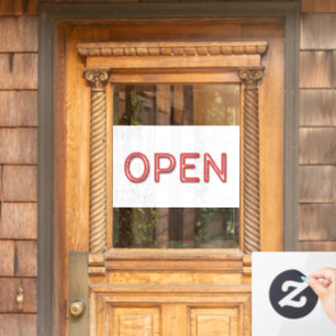 Autocollant Pour Fenêtre Enseigne de porte d'affaires en lettres néon rouge