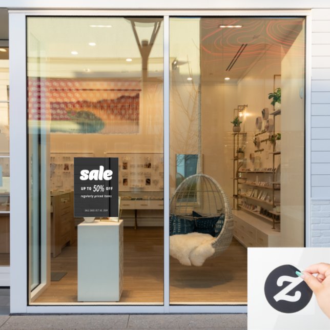 Autocollant Pour Fenêtre Enseigne de vente classique rétro bulle noir (Vitrine du magasin)