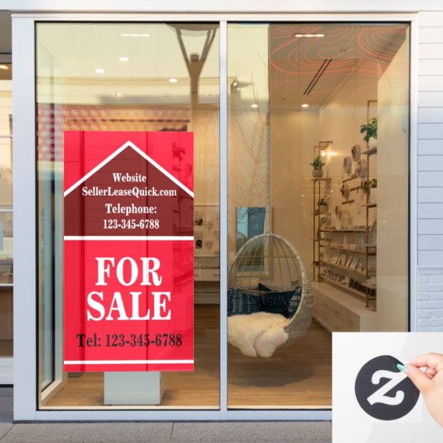 Autocollant Pour Fenêtre ENSEIGNE ÉNORME ET GRAS POUR VENTE Immobilier (Vitrine du magasin)