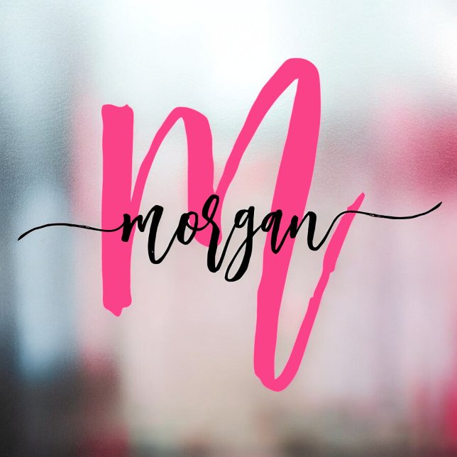 Autocollant Pour Fenêtre Enseigne Monogramme Rose Clair Entreprise Société (Créateur téléchargé)