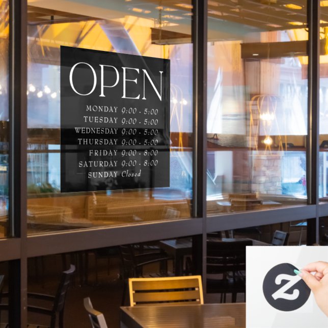 Autocollant Pour Fenêtre Enseigne Ouverte Élégante Serif de Vente au Détail (Fenêtre du restaurant)