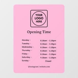 Autocollant Pour Fenêtre Enseigne personnalisée des heures d'ouverture avec