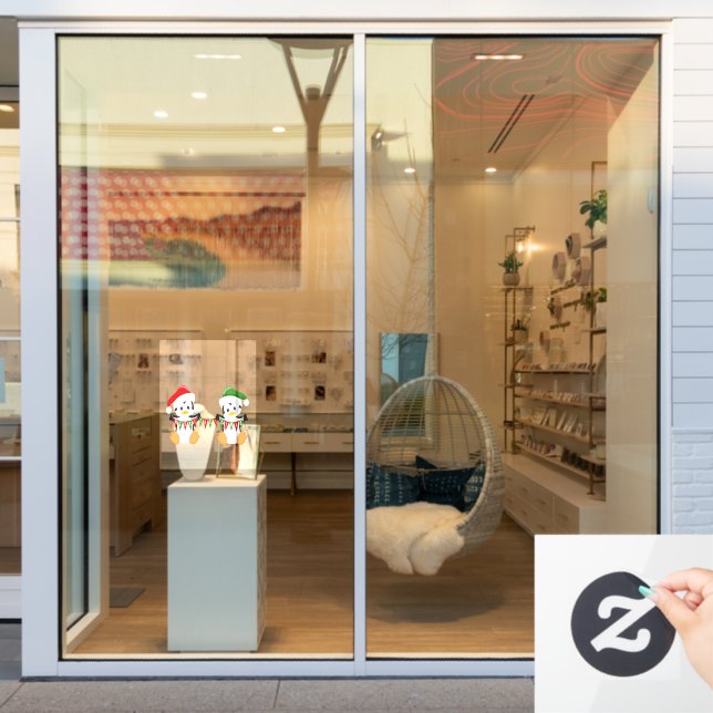 Autocollant Pour Fenêtre Ensemble joyeux Noël de manchots (Vitrine du magasin)