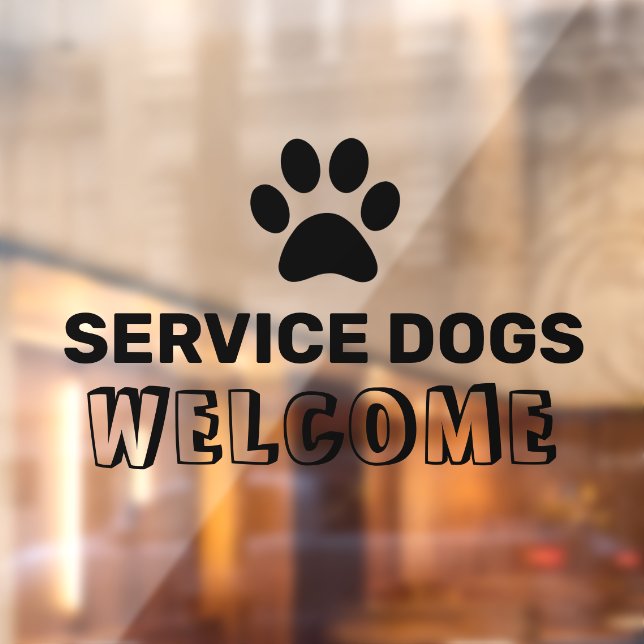 Autocollant Pour Fenêtre Entreprise de bienvenue pour les chiens d'assistan (Feuille 2)