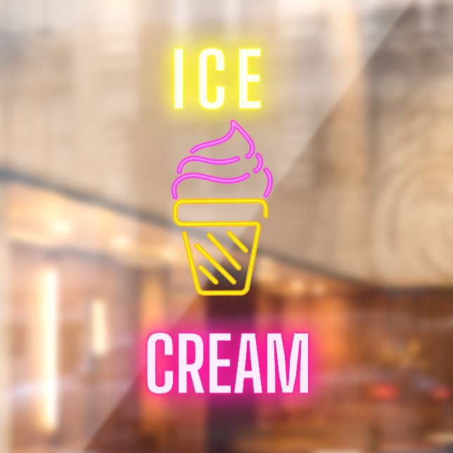 Autocollant Pour Fenêtre Entreprise de cônes de glace néon faux (Feuille 2)