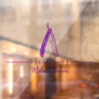 Entreprise de logo de rasoir de barbier pourpre