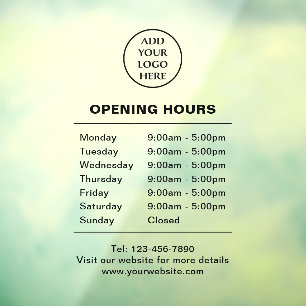 Autocollant Pour Fenêtre Entreprise Entreprise Boutique Heures Logo Ici