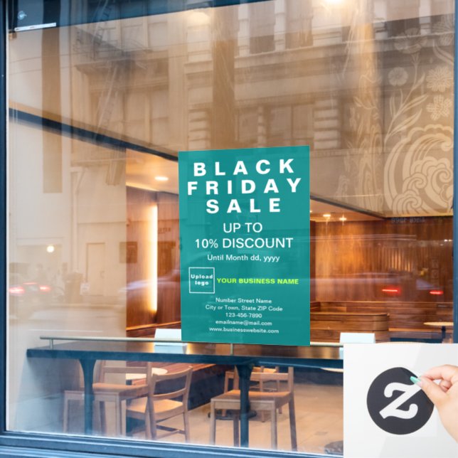 Autocollant Pour Fenêtre Entreprise Noir Vendredi Vente Turquoise Vert (Fenêtre de café)
